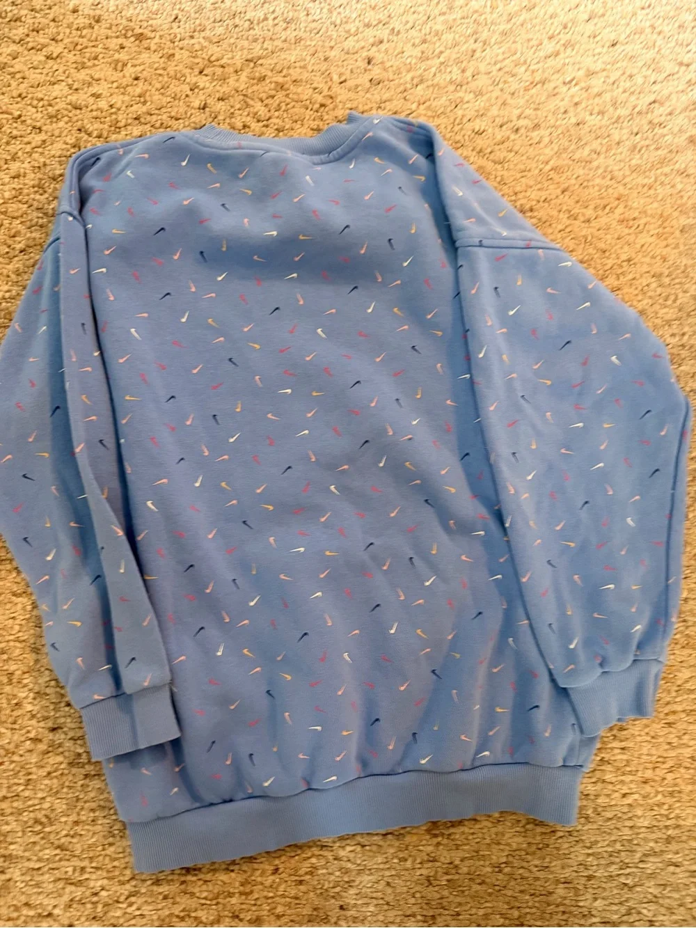 Nike Light Blue Crewneck Sweatshirt with Multicolor Dashes